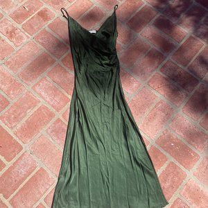 Zara Green Satin Midi Dress